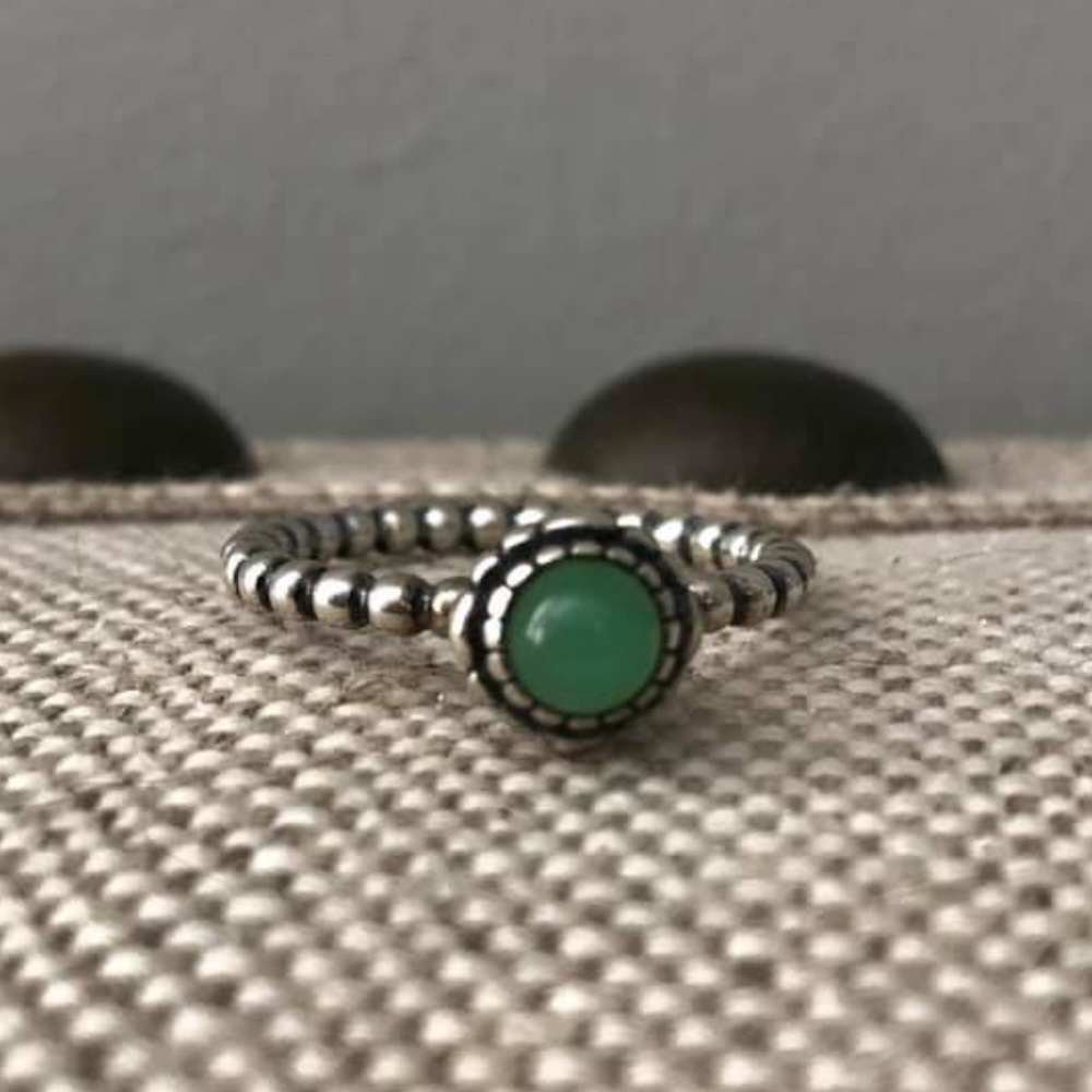 PANDORA Chrysoprase Sterling Silver Ring